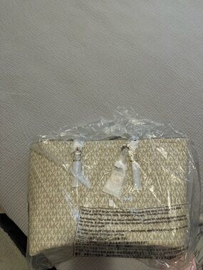 Michael Kors Beige Cream MK Logo Tote Bag